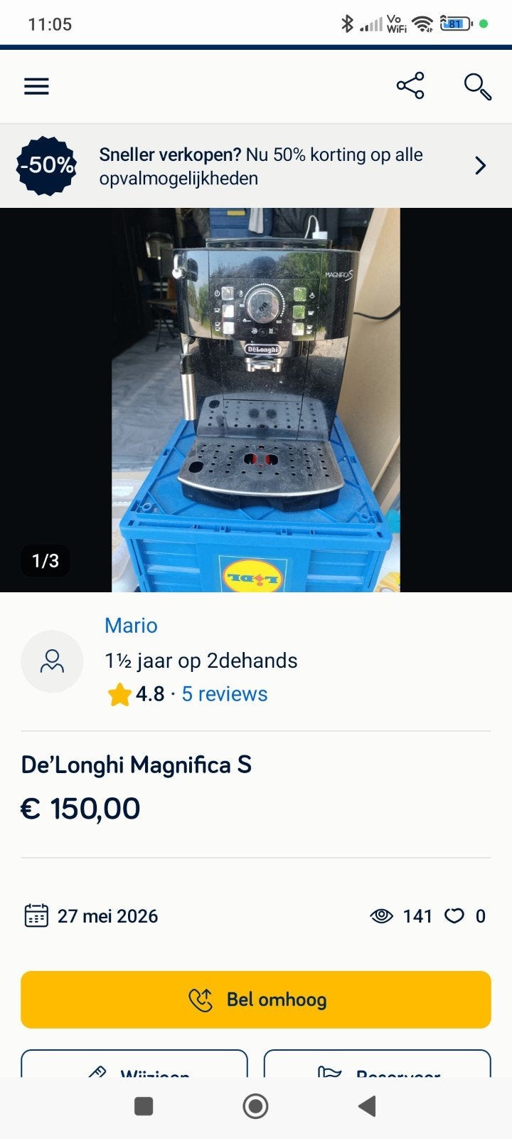 Worden verkocht om dat ik het niet meer gebruik, Enlèvement