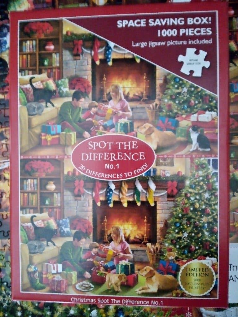 puzzel 1000st-Jigsaw-Dubbele kerstpuzzel: met 20 verschillen, Hobby en Vrije tijd, Ophalen of Verzenden, 500 t/m 1500 stukjes