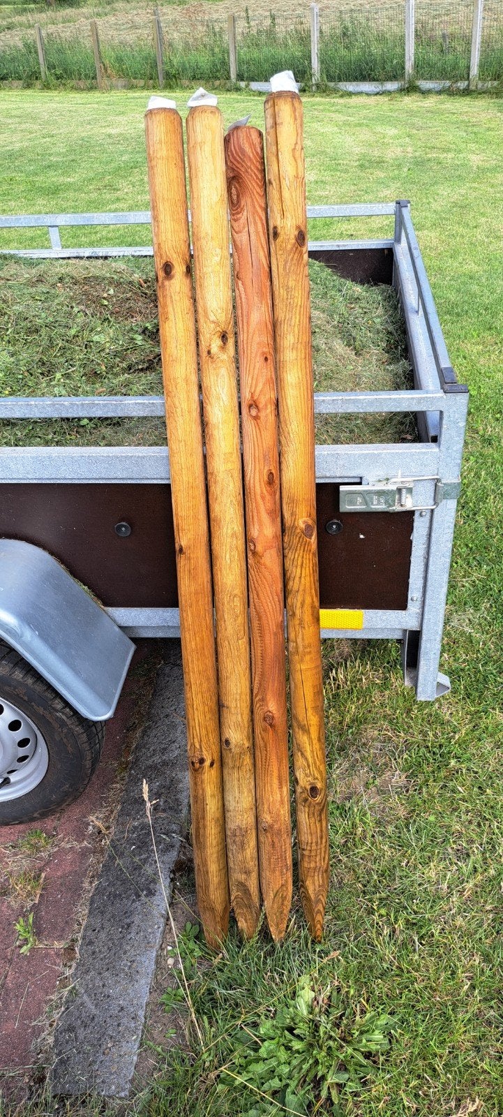 Lot van 4 houten palen 6 cm x 140 cm, Ophalen, Palen