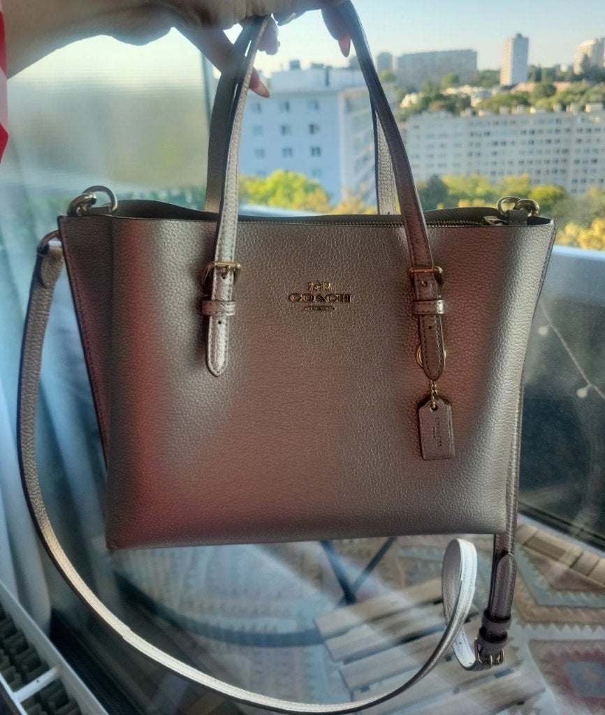Sac coach cuir métallisé or, Enlèvement ou Envoi, Comme neuf, Autres couleurs, Sac à main