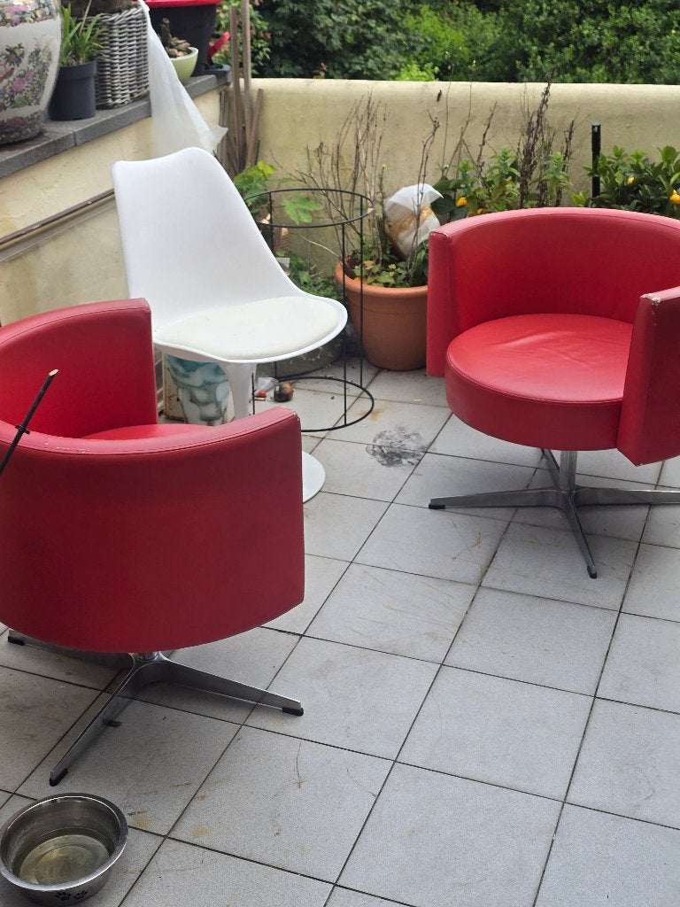 Fauteuils design vintage cuir rouge 70,80 #VITRA#Knoll, Moins de 75 cm, Enlèvement ou Envoi, Utilisé, 50 à 75 cm
