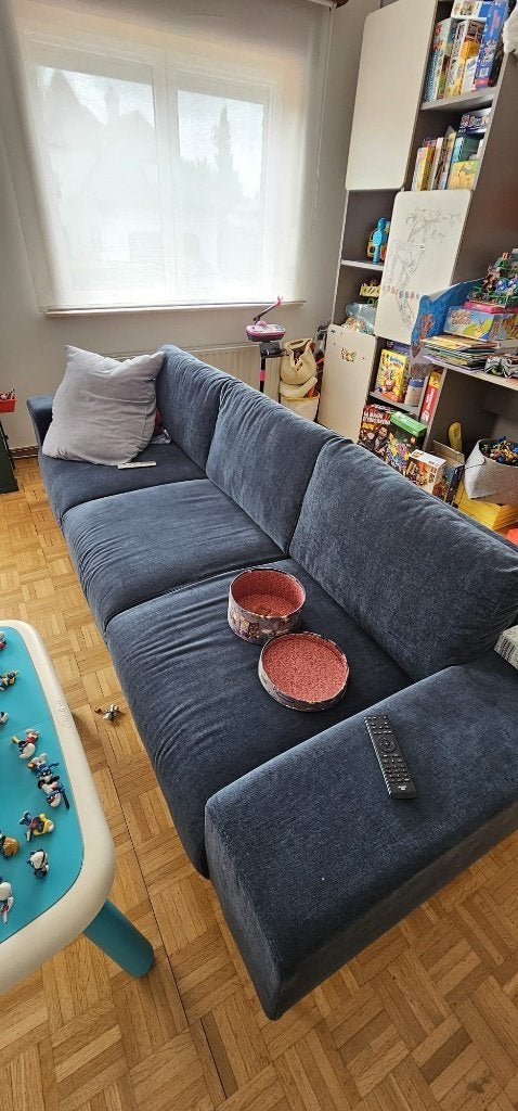 Grand canapé bleu tissu Maison du Monde – assise profonde, Maison & Meubles, Canapés | Salons, Utilisé, Banc droit, Quatre personnes ou plus