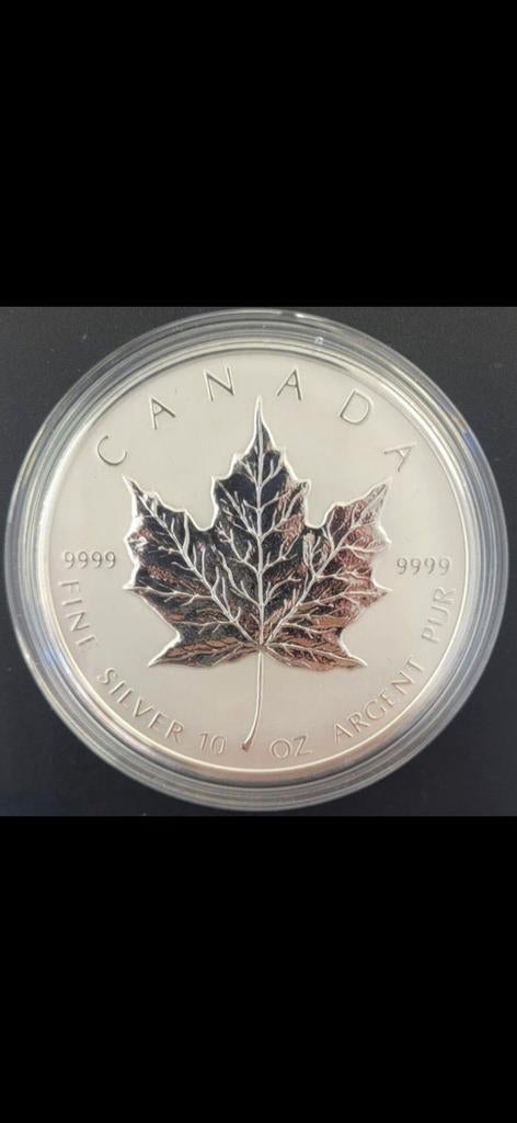 Maple Leaf 1998 10 oz 10e verjaardag, Postzegels en Munten, Ophalen, Zilver