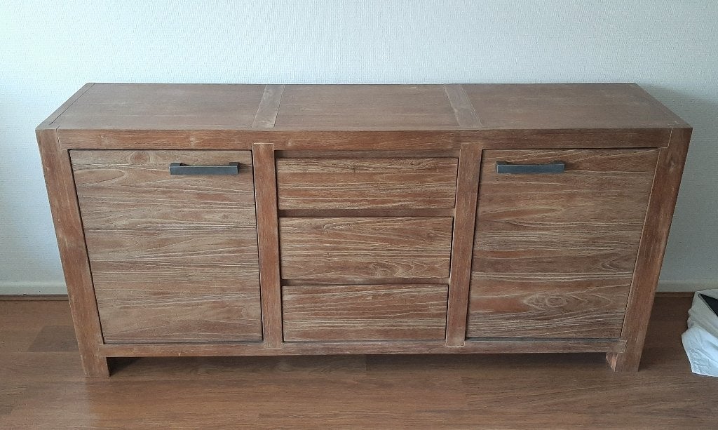 Buffet bas rangements et tiroirs en bois exotique, Teck, 25 à 50 cm, Moins de 100 cm, 150 à 200 cm