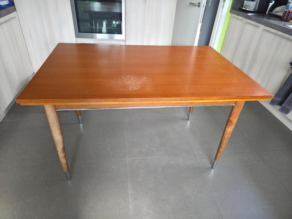 tafel uit teak, Huis en Inrichting, Tafels | Eettafels, Ophalen, Gebruikt, 100 tot 150 cm, Teakhout