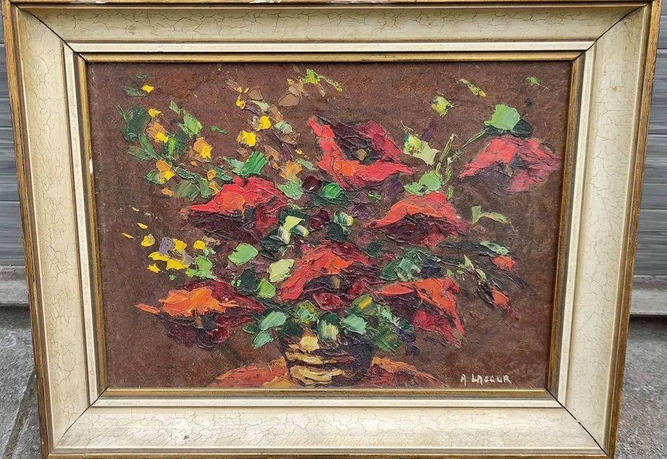Huile sur panneau fleur signe Armand Lacour, Antiquités & Art, Art | Peinture | Classique, Enlèvement ou Envoi
