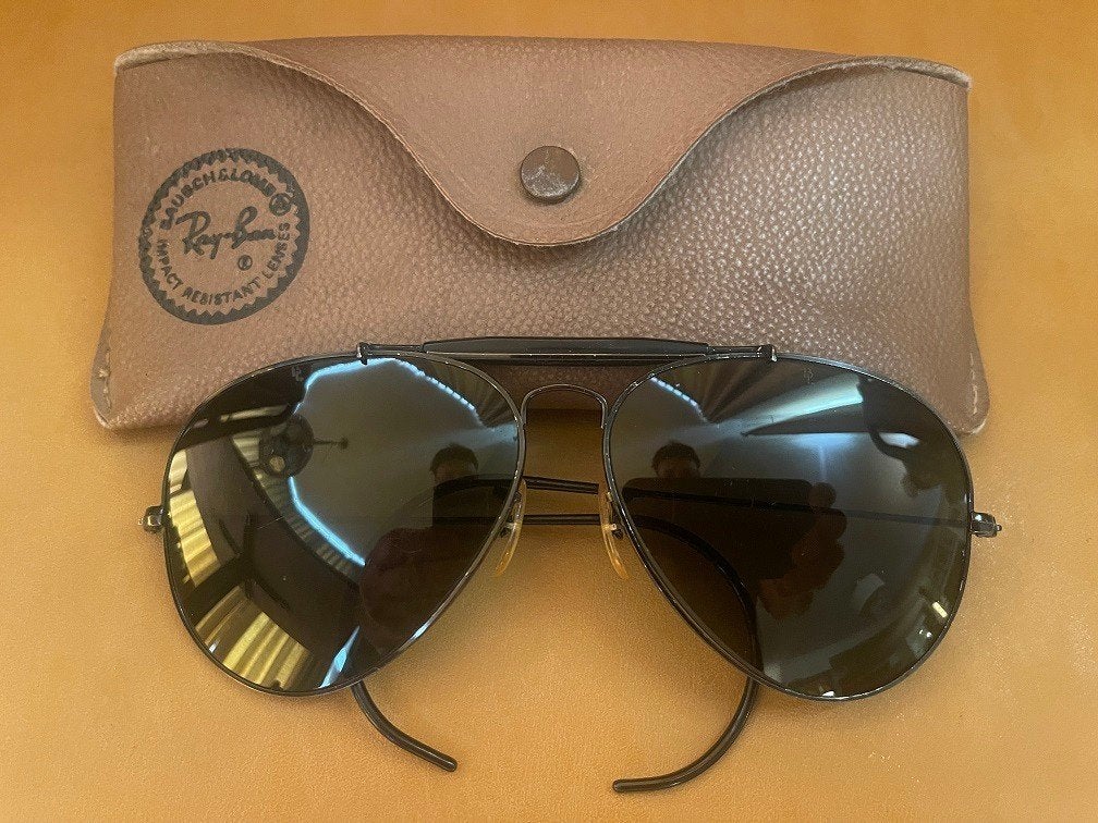 Vintage B&L Ray-Ban zonnebril 62mm Black Outdoorsman O51, Enlèvement ou Envoi, Utilisé, Ray-Ban, Lunettes de soleil
