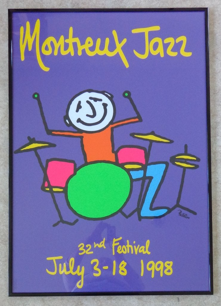 PHIL COLLINS / MONTREUX JAZZ / KLEURZEEFDRUK 101x71cm KADER, Ophalen