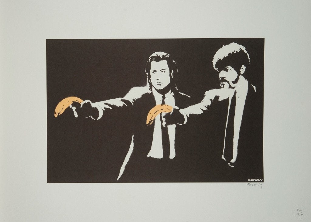 Banksy - Pulp Fiction Banana, Avec certificat d'authenticité, Enlèvement ou Envoi, Lithographie
