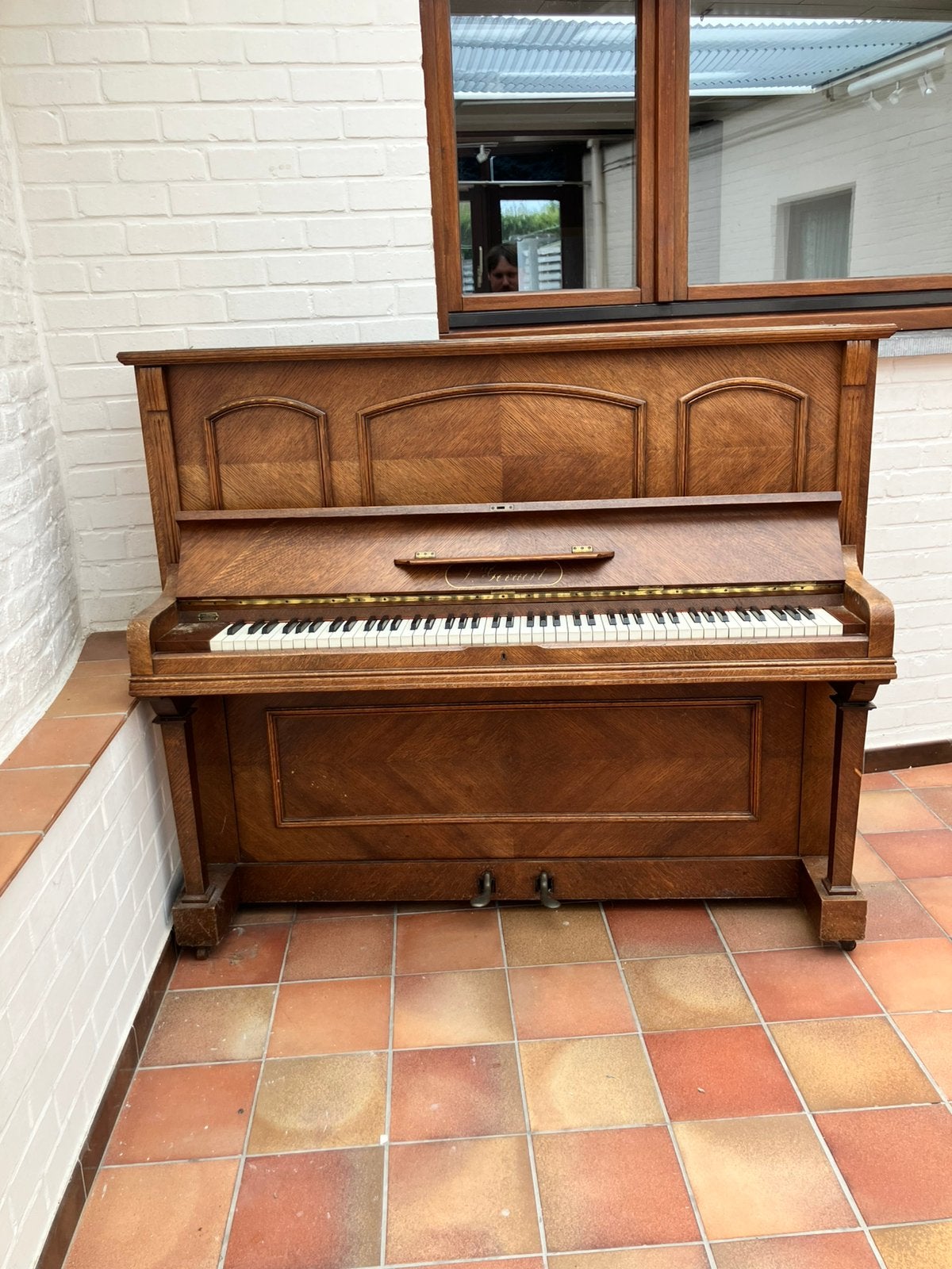 Piano K Gevaert année 1930, Musique & Instruments, Pianos, Utilisé, Piano, Brun, Enlèvement