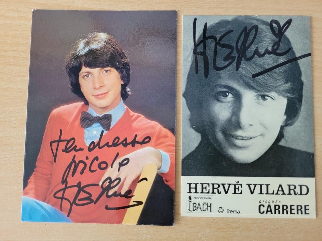 Voor fans van Hervé VILARD, Verzamelen, Muziek, Artiesten en Beroemdheden, Ophalen of Verzenden, Gebruikt, Foto of Kaart, Gesigneerd