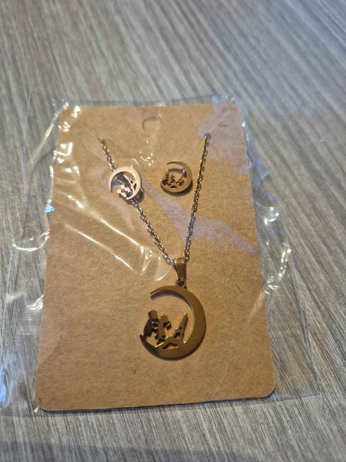 Oorbellen met bijpassende ketting, Verzenden, Goud, Goud