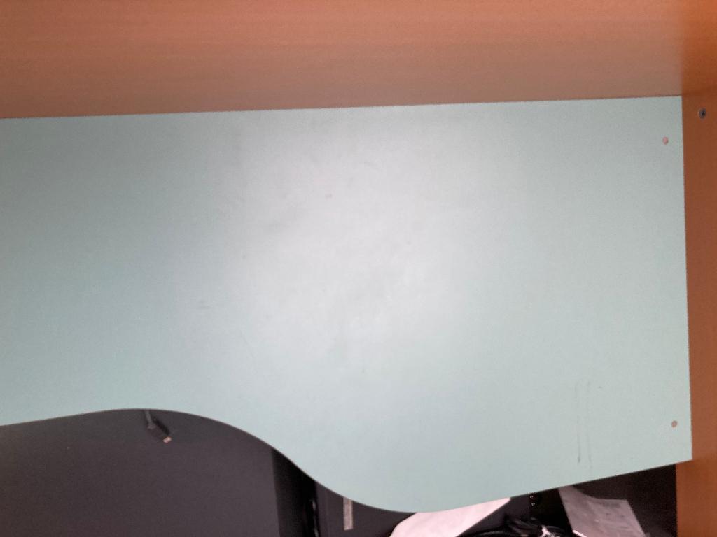 Bureau enfant incurvé planche de 28mm chêne/turquoise, Ophalen, Kinderbureau