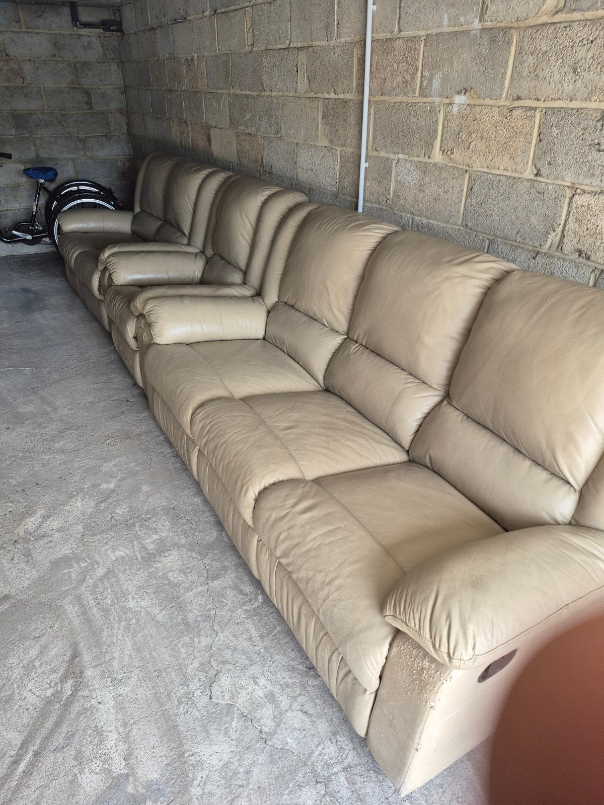Salon Canapé relax en cuir beige, Enlèvement ou Envoi, Cuir