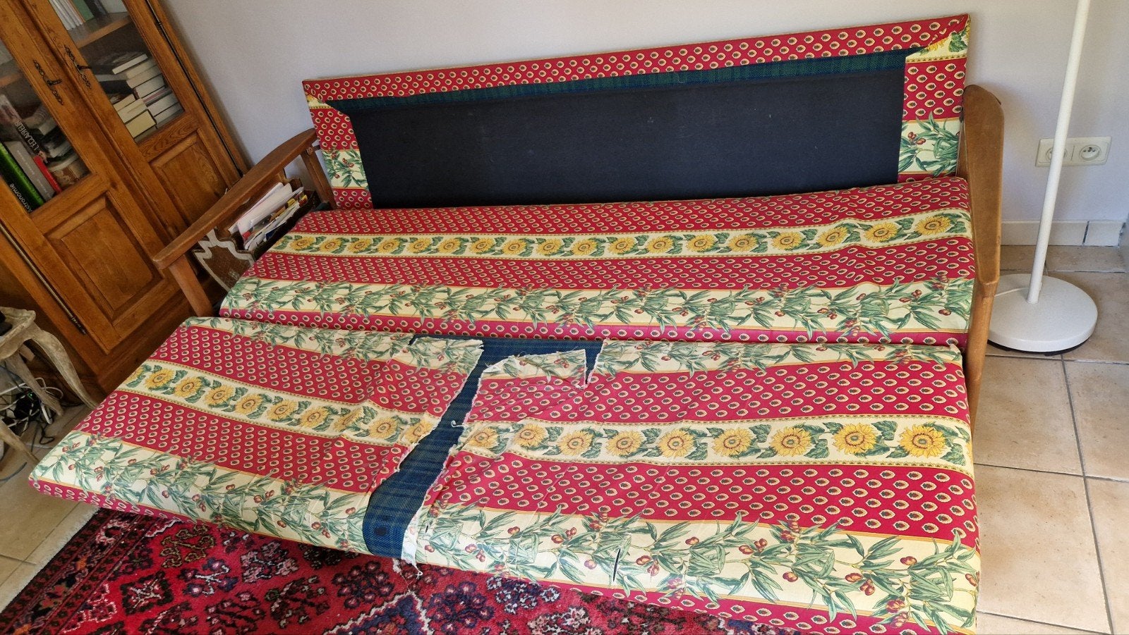 Divan lit vintage, Utilisé, 200 cm, Deux personnes, Vert