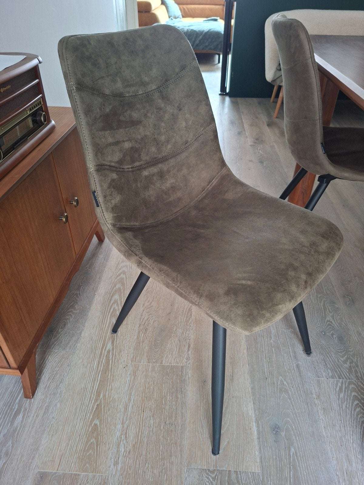 4 Stoelen - groen velvet, Maison & Meubles, Enlèvement