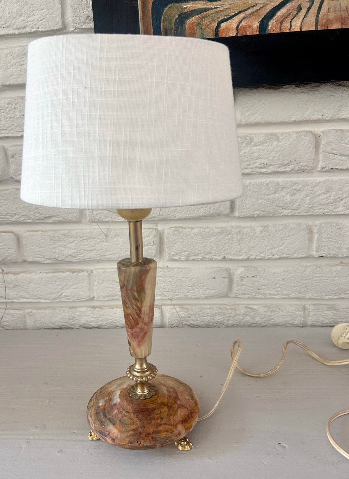 Vintage marmeren tafellamp, Ophalen of Verzenden, Gebruikt, Vintage