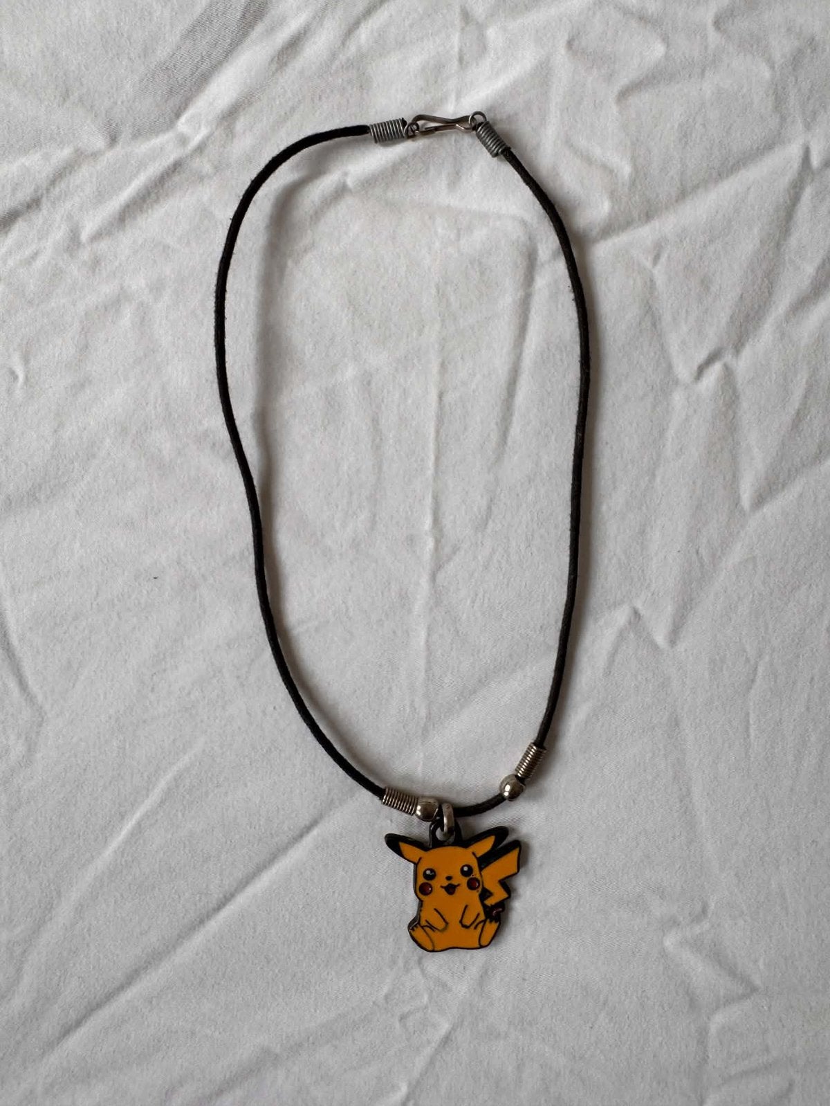 Pokémon Pikachu-ketting – zwart koord, retro, Gebruikt, Zwart, Ophalen of Verzenden, Overige materialen