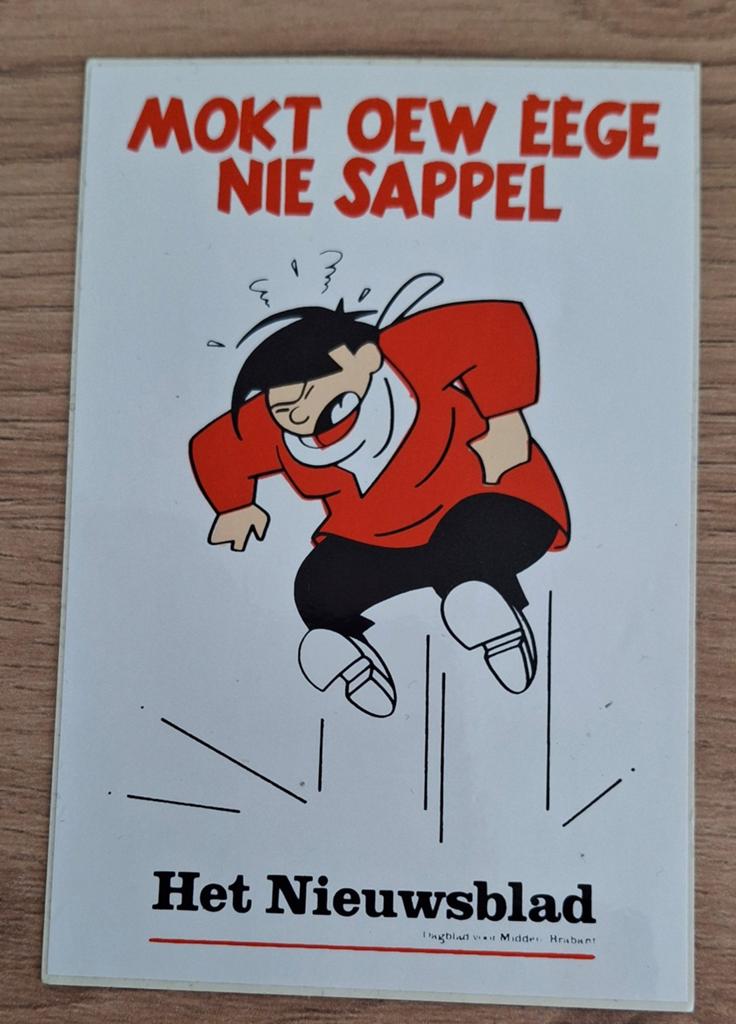 Sticker spreuk Mokt oew eege niet sappel stripfiguur, Verzamelen, Ophalen of Verzenden, Zo goed als nieuw, Strip of Tekenfilm