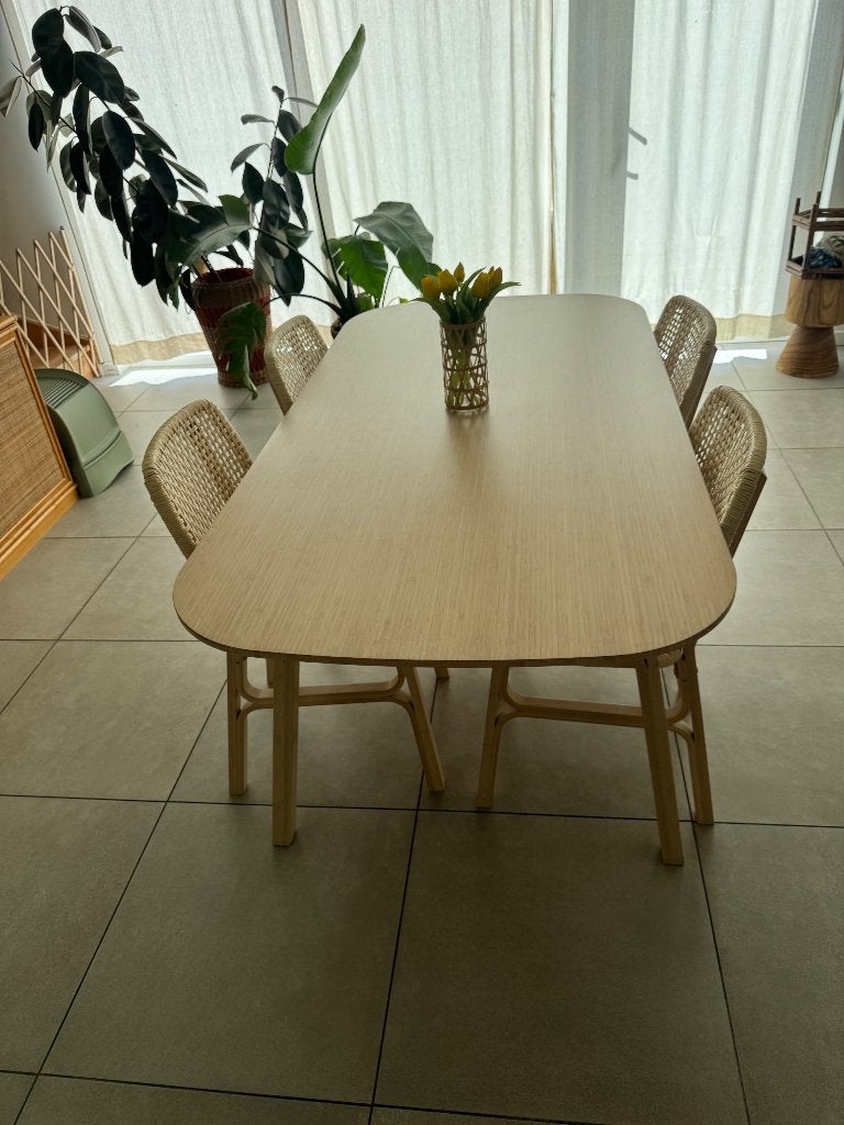 Eettafel met stoelen, Huis en Inrichting, Tafels | Eettafels, Ophalen, Overige materialen, Gebruikt, 50 tot 100 cm