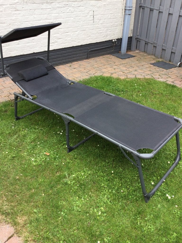 Chaise longue avec pare soleil, Enlèvement, Comme neuf, Aluminium, Mobile
