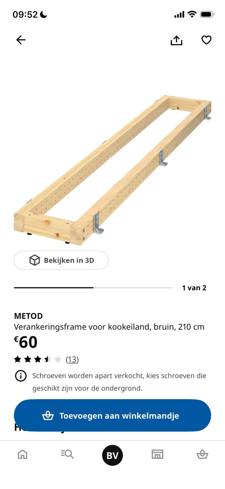 Verankeringsframe kookeiland IKEA (nieuw), Maison & Meubles, Cuisine | Éléments de cuisine, Enlèvement, Neuf, Moins de 50 cm, 200 cm ou plus