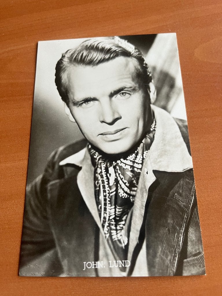 Postkaart met foto filmster John Lund-Jaren 1960, Verzenden, Zo goed als nieuw, Film, Foto of Kaart