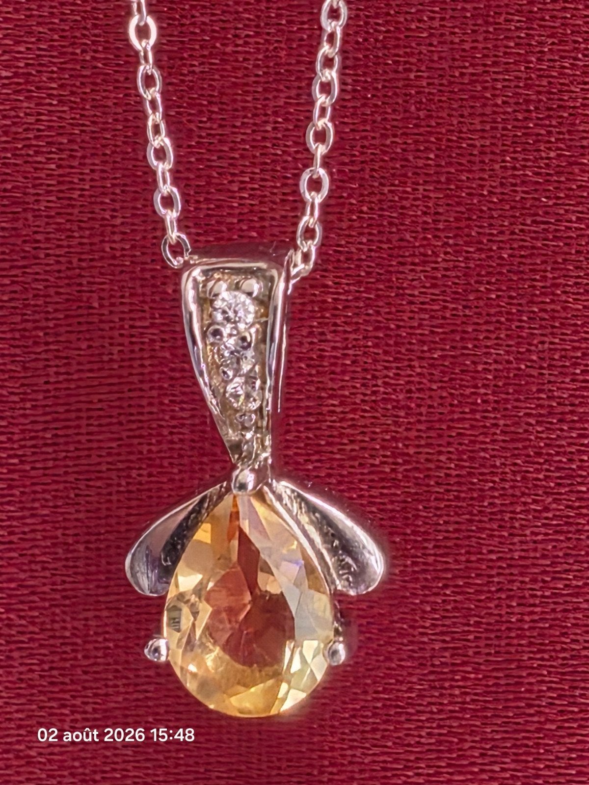 Sterling zilveren hanger met natuurlijke citrien, Ophalen, Nieuw, Met edelsteen, Zilver