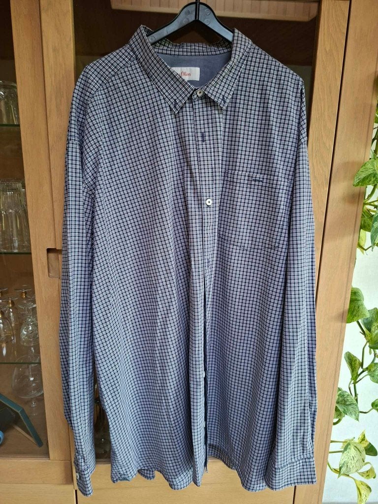 S. Oliver : Chemise bleue à carreaux pour hommes (4 XL), Autres tours de cou, Enlèvement ou Envoi, Porté, Bleu
