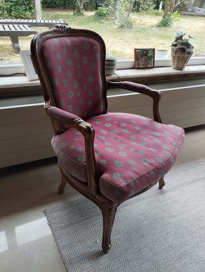 Fauteuil chaise style Louis XV, Moins de 75 cm, Bois, Comme neuf, Enlèvement
