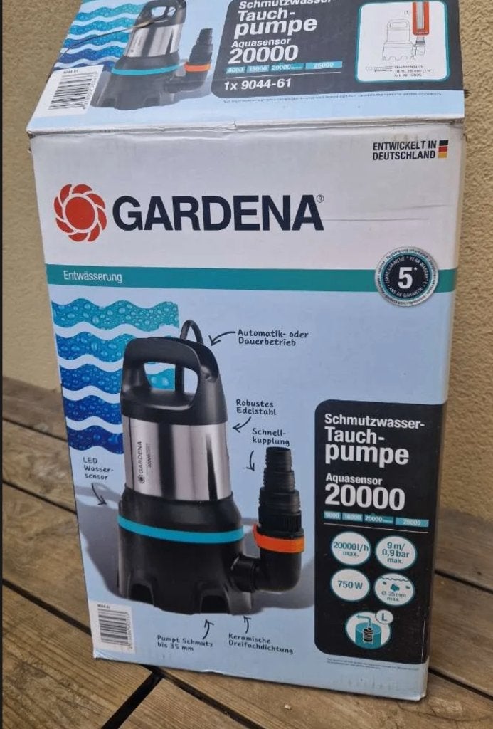 Gardena Aquasensor 20000 dompelpomp 750W vuil water, Ophalen of Verzenden, Nieuw, Elektrisch, Dompelpomp