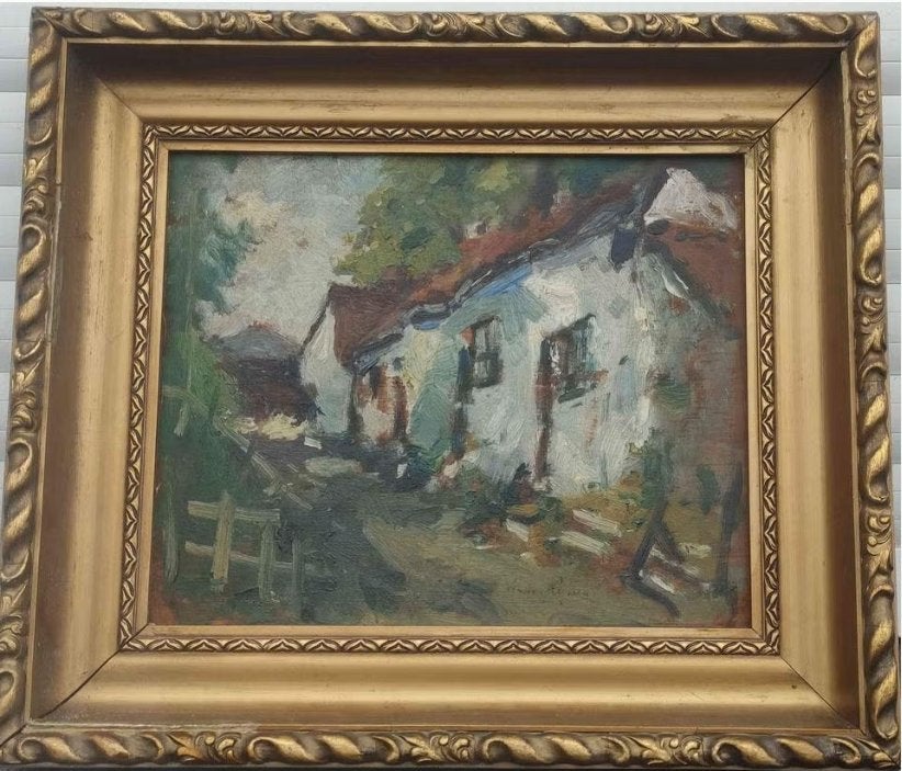 huile sur panneau fermette signe amede lynen, Enlèvement ou Envoi, Panneau