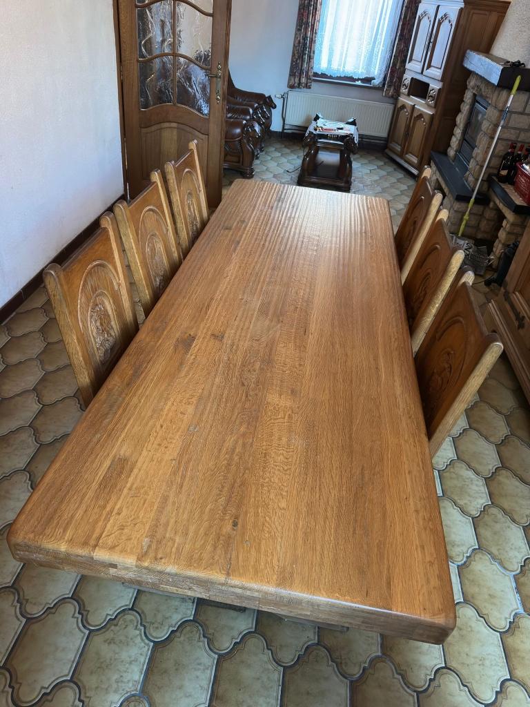 Set massief eikenhouten meubels te koop, Huis en Inrichting, Tafels | Eettafels, Ophalen, Ancien, Gebruikt, 100 tot 150 cm