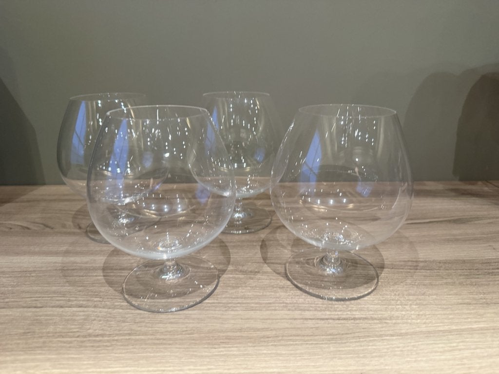 4 Riedel-cognacglazen – set van 4, Ophalen, Zo goed als nieuw, Borrel- of Shotglas
