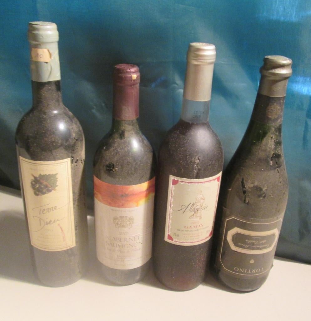 4 Franse Wijnen van 2000 / 2002 / 2005, Verzamelen, Frankrijk, Ophalen of Verzenden, Zo goed als nieuw, Rode wijn