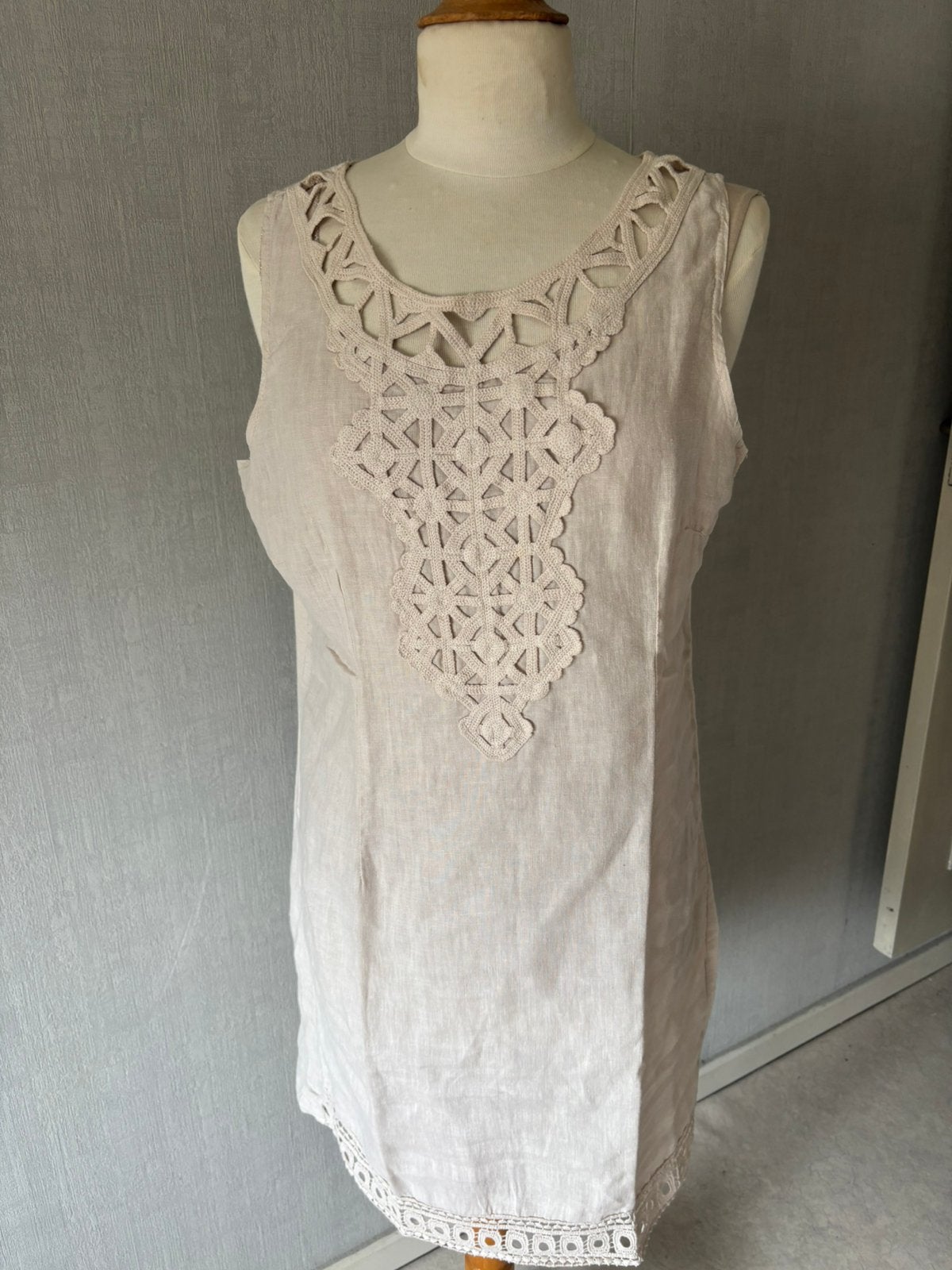 Linnen kleedje, Kleding | Dames, Beige, Maat 42/44 (L), Ophalen of Verzenden, Zo goed als nieuw