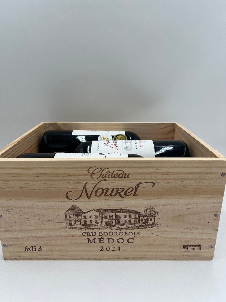 Chateau Nouret Médoc Cru Bourgeois 2021 in kist, Verzamelen, Frankrijk, Nieuw, Ophalen of Verzenden, Rode wijn