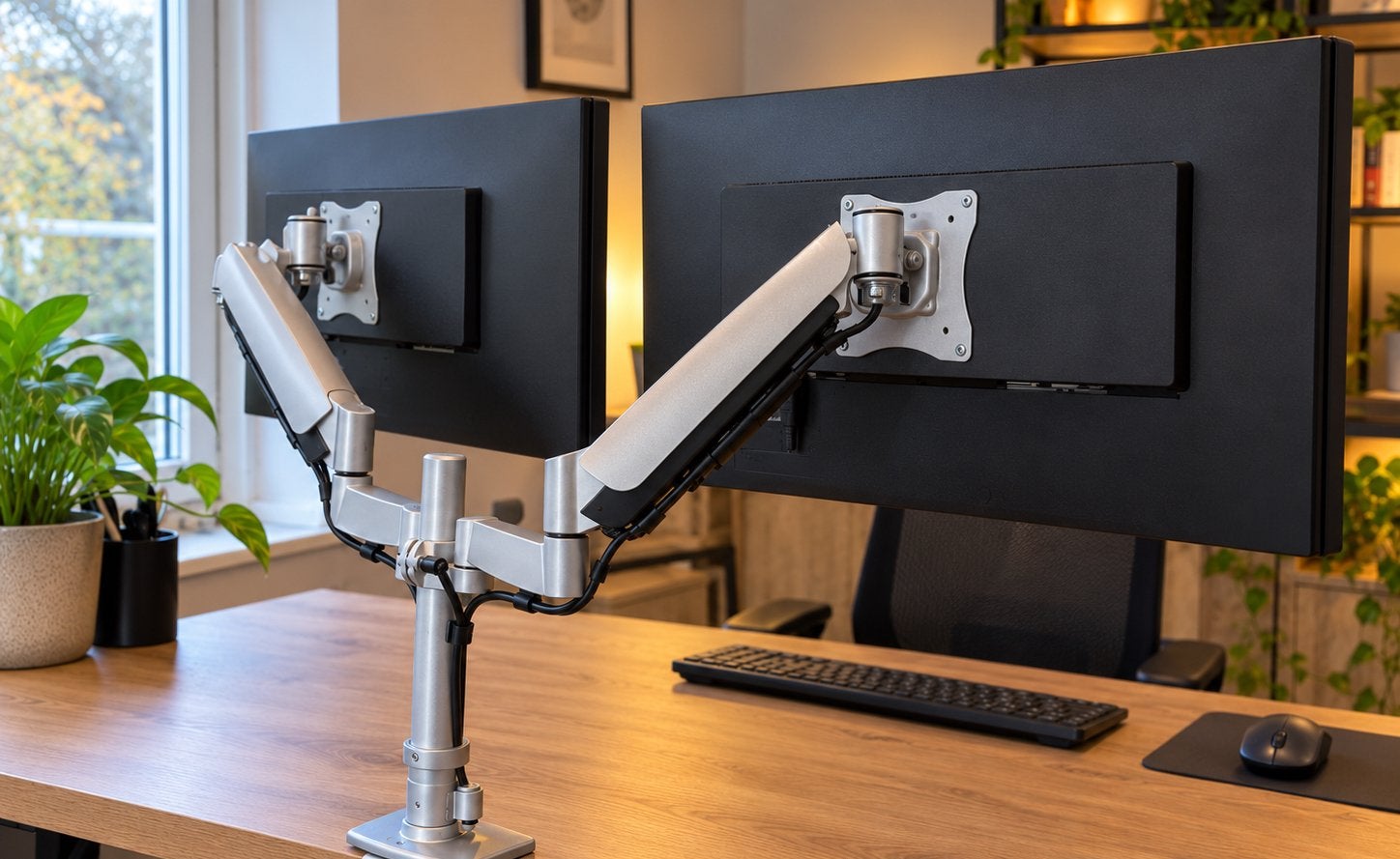 Newstar dubbele monitorarm verstelbaar voor 2 schermen, Computers en Software, Ophalen of Verzenden, Nieuw