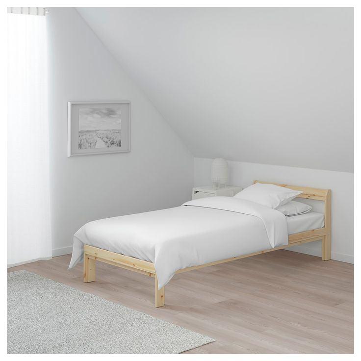 Cadre de lit en bois massif sans matelas, Maison & Meubles, Chambre à coucher | Lits, 90 cm, Beige, Enlèvement, 200 cm