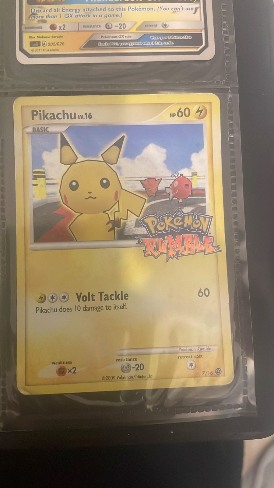 Pokémon Rumble Pikachu 7/16 (2009) Zeldzame Eng Pokémonkaart, Ophalen, Zo goed als nieuw, Losse kaart, Foil