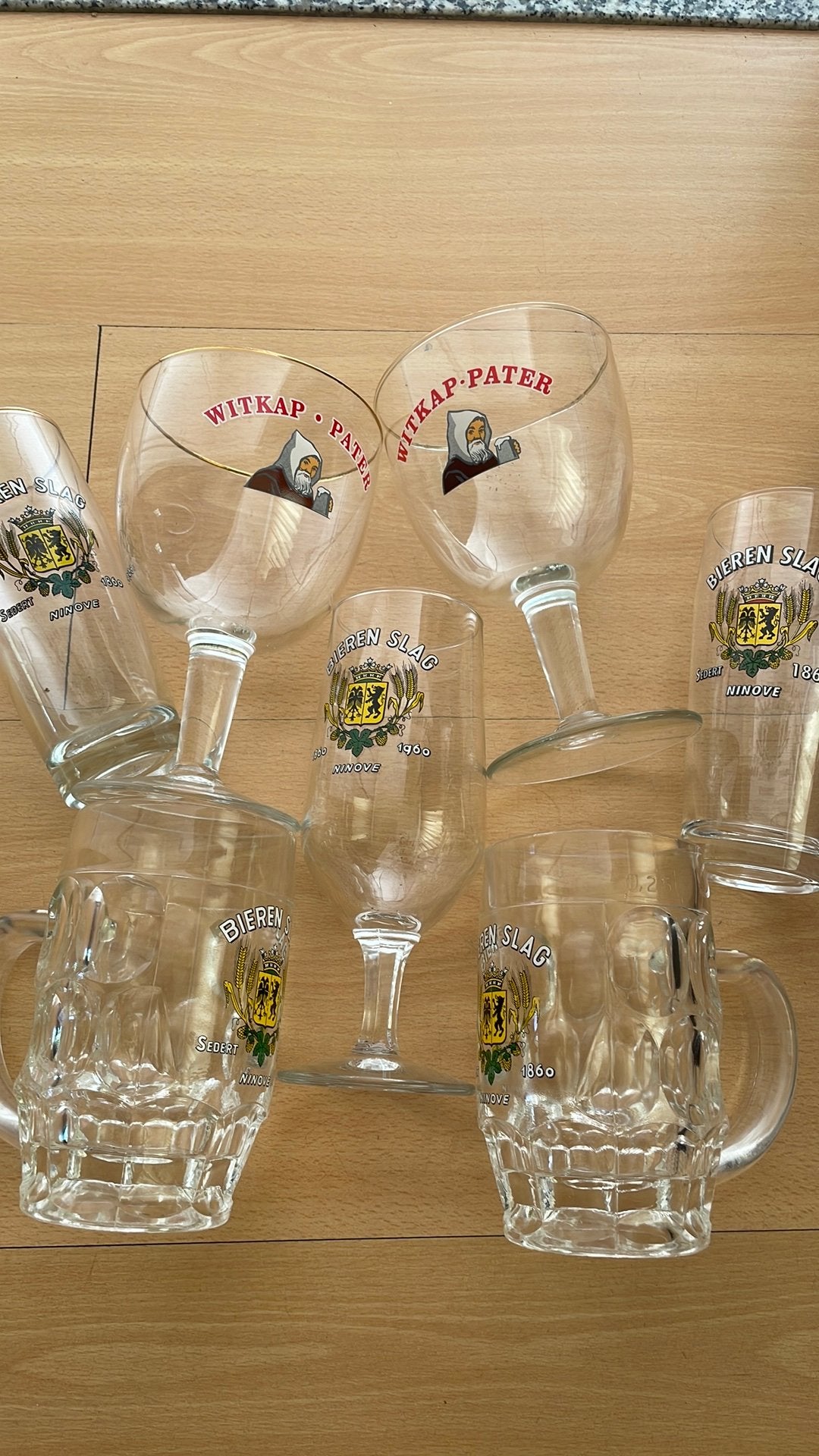 7 glazen Witkap en Slag - Slaghmuylder Ninove, Verzamelen, Biermerken, Ophalen, Gebruikt, Glas of Glazen, Overige merken