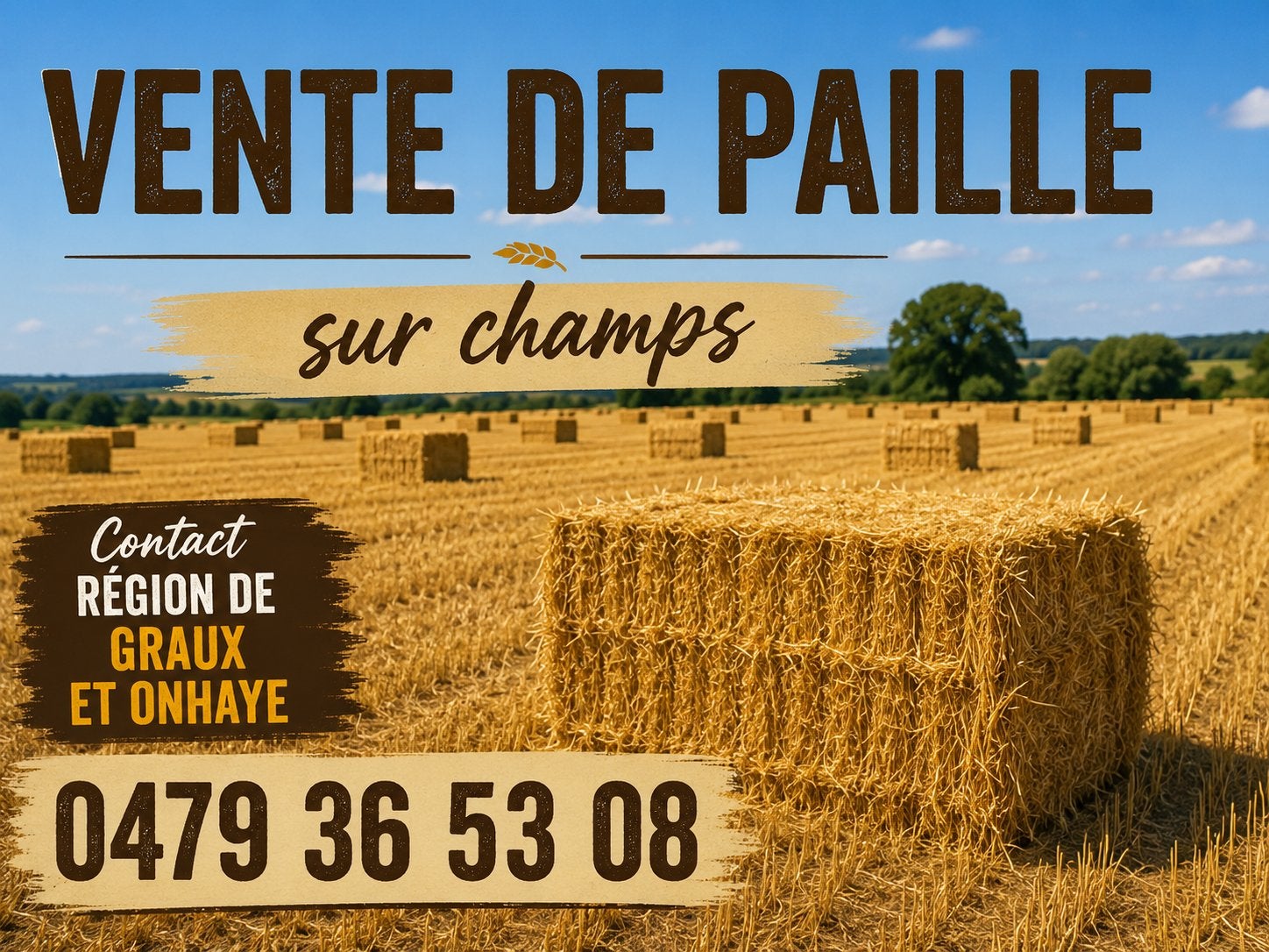 Vente de paille, Animaux & Accessoires, Enlèvement