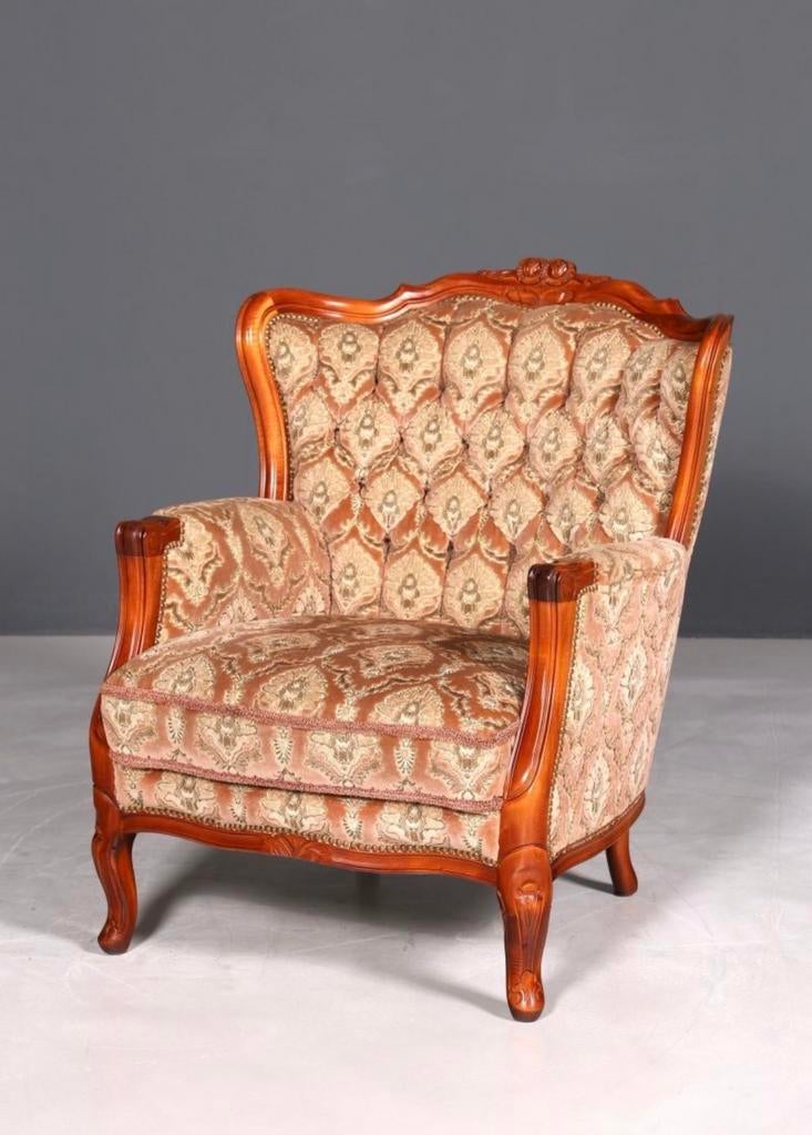 Zetel fauteuils roze vintage barok queen ann, Ophalen