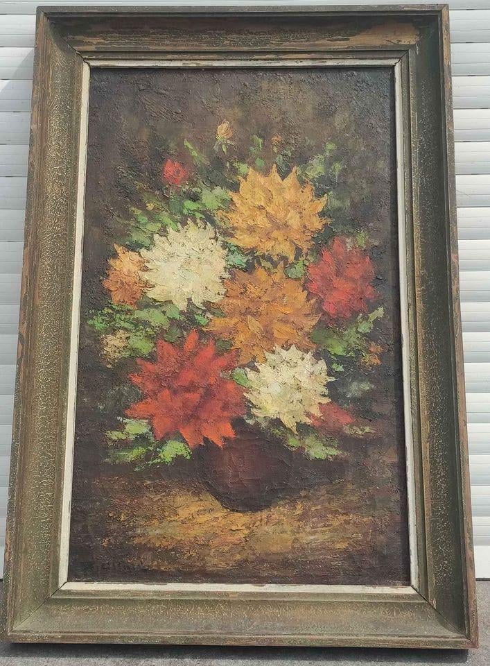 Huile sur toile fleurs signe Xavier allard, Antiek en Kunst, Kunst | Schilderijen | Klassiek, Ophalen of Verzenden