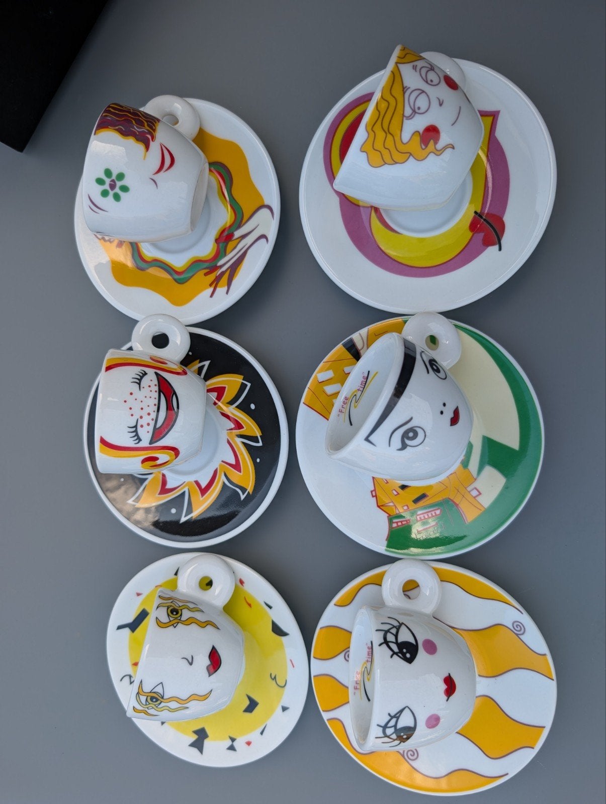 Koffie kopjes kunst Vintage Espressoset "Faces" (12-delig), Ophalen of Verzenden, Nieuw