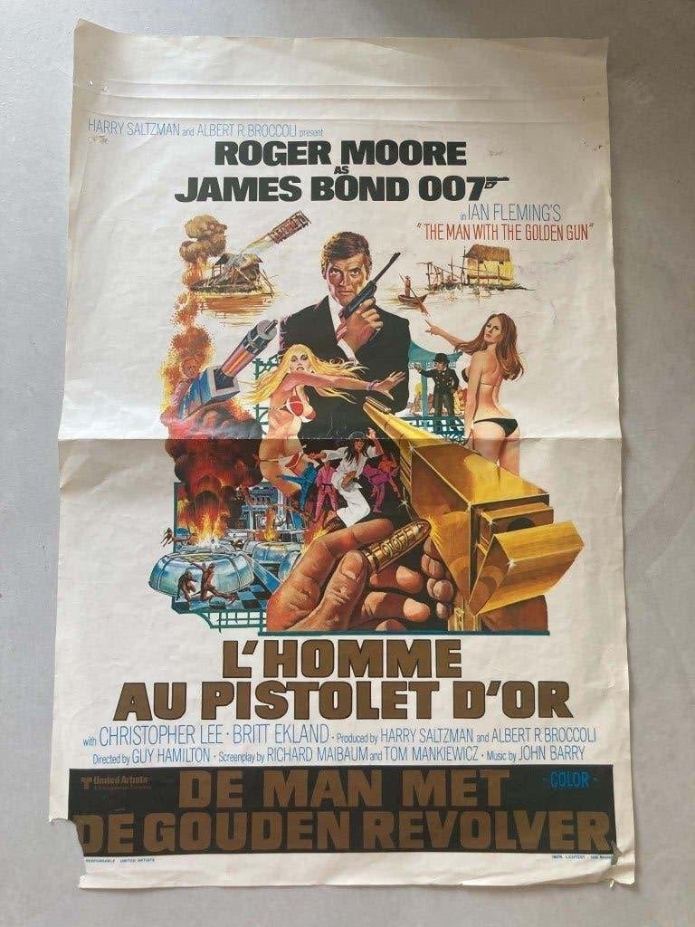 Originele James Bond Golden Gun poster 1974, Collections, Posters & Affiches, Enlèvement ou Envoi, Rectangulaire vertical, Utilisé