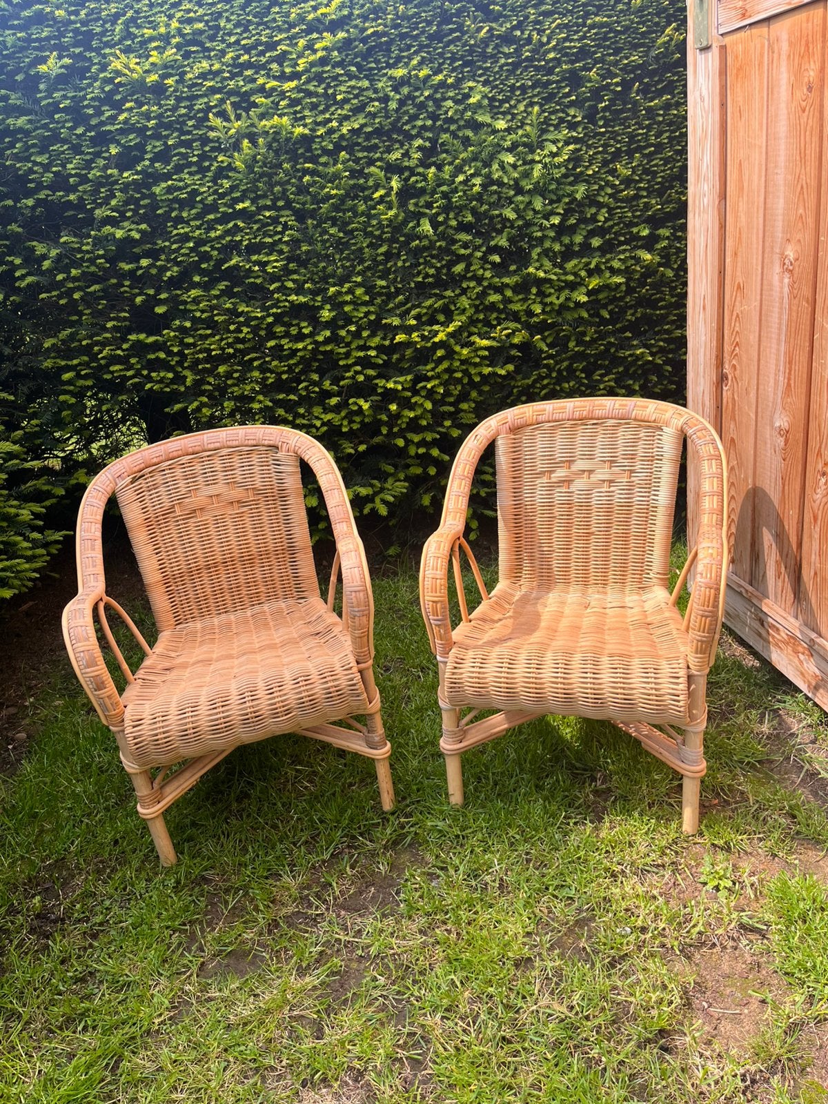 Deux fauteuiles enfants rotin empilable, Enlèvement, Comme neuf, Rotin, Empilable