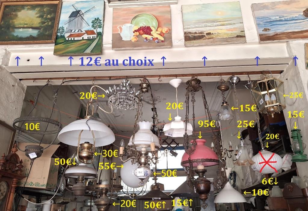 divers lustres ancien/accessoire/koper/antieke kroonluchters, Antiquités & Art, Antiquités | Éclairage, Enlèvement