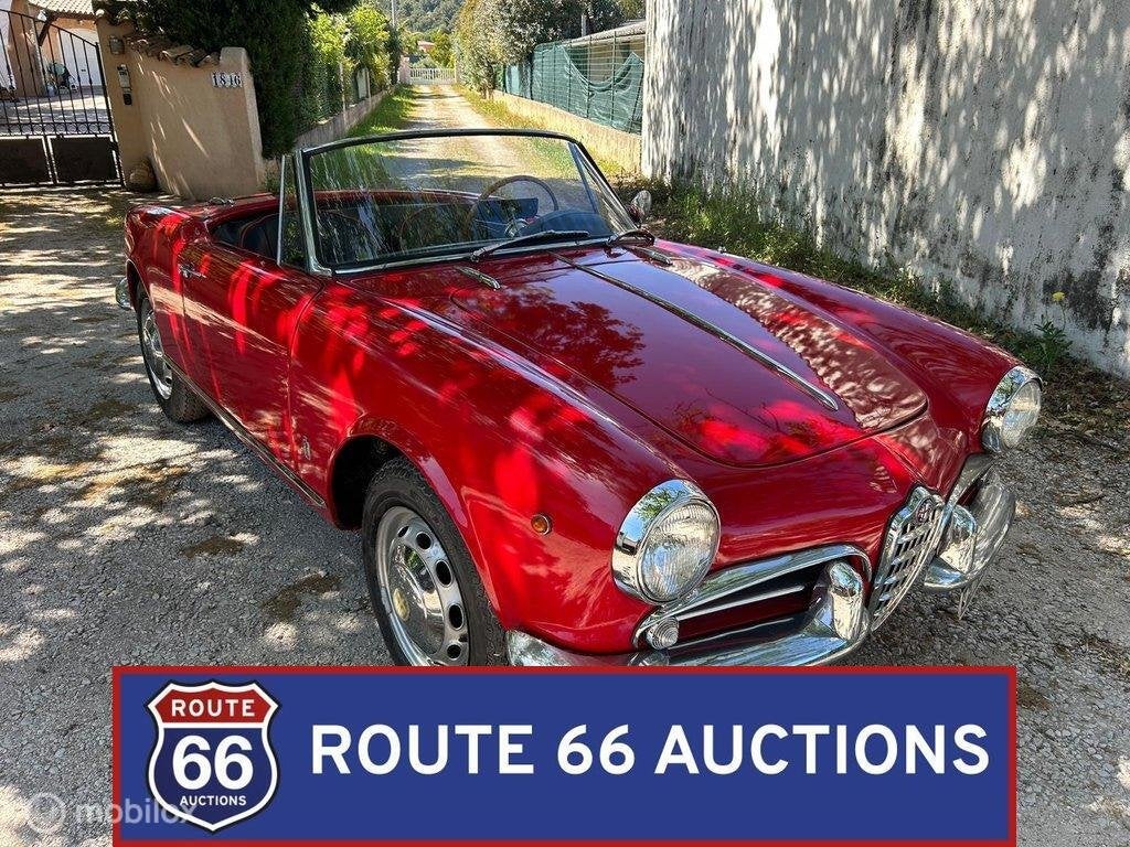 Alfa Romeo Giulietta Spider | 1959 | Route 66 Auctions, Auto's, Zwart, Bedrijf, Handgeschakeld, Overige carrosserie