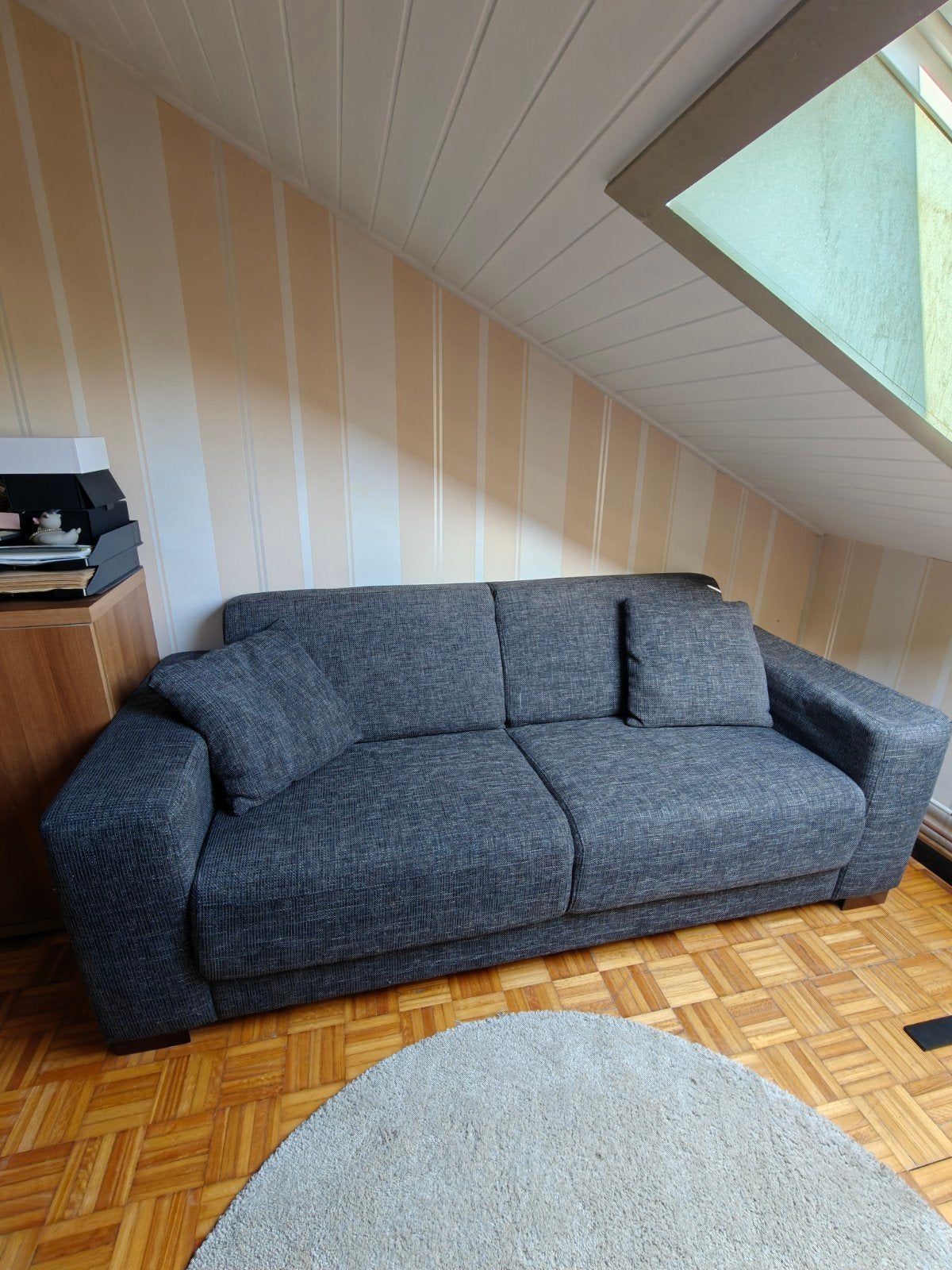 donkergrijze zetel, Enlèvement, 75 à 100 cm, Banc droit, 150 à 200 cm